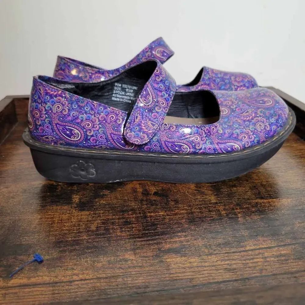 Alegria Mary Jane Purple Paisley Comfort Shoe Women's 8.5 Hippie Boho